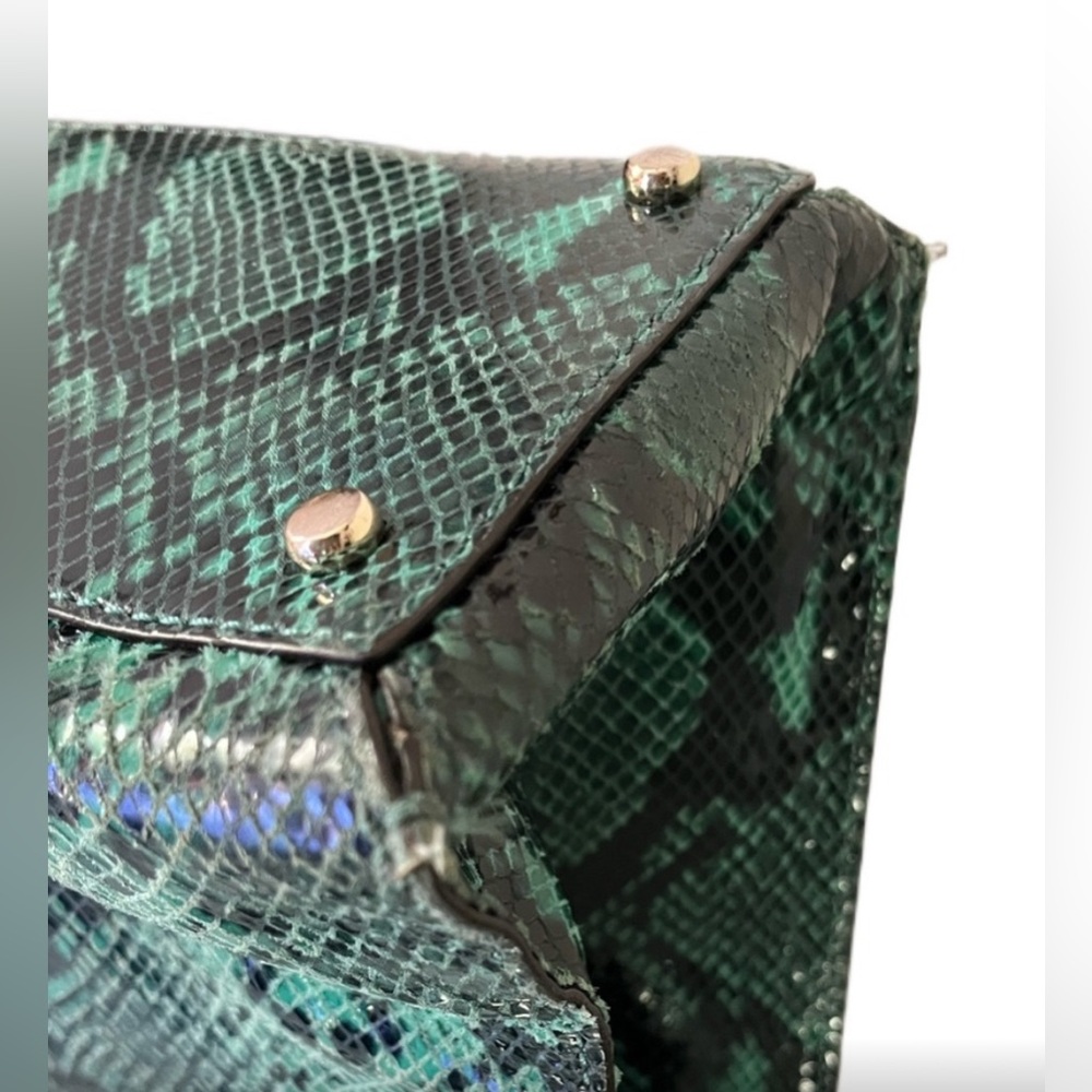 Kate Spade Denee South Kensington Teal Snakeskin Tote EUC - Picture 7 of 11